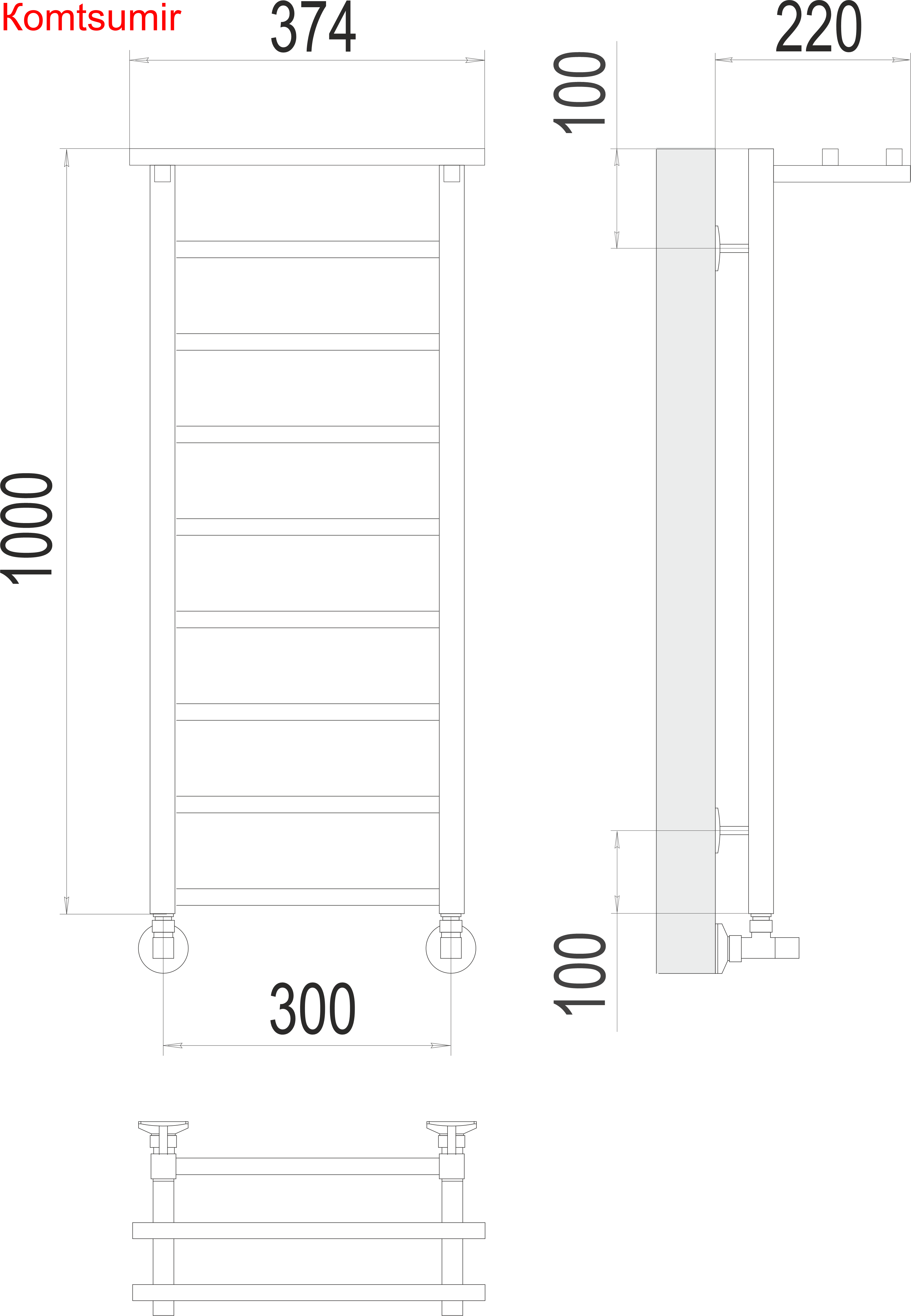 Контур c/п П9 300х1000 Полотенцесушитель  TERMINUS
