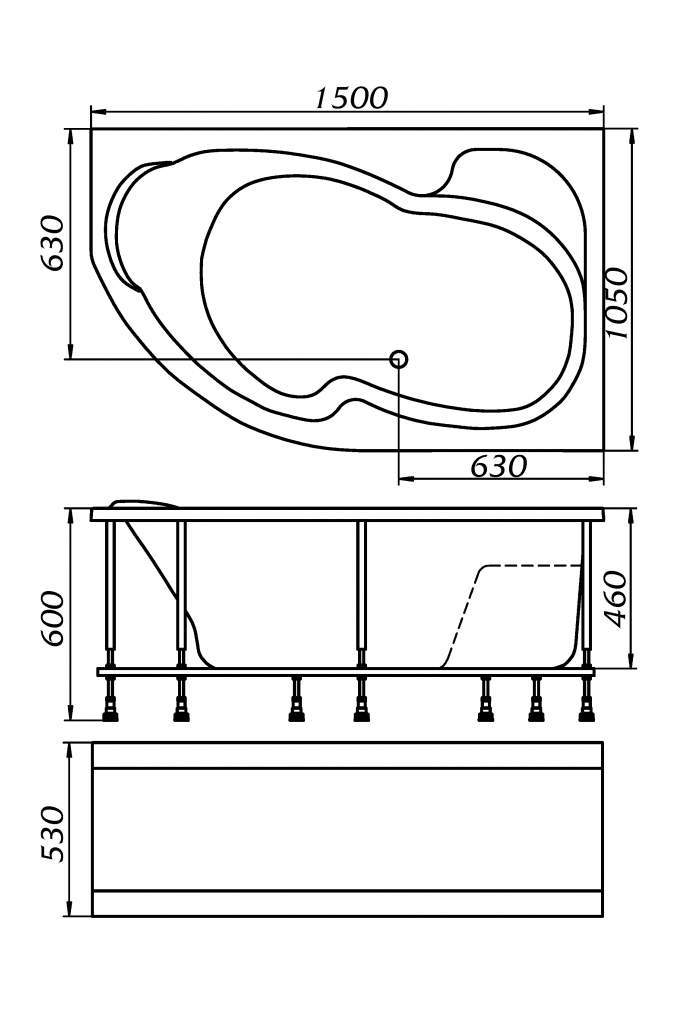 Акриловая ванна 1Marka Aura 150x105 L Акриловая ванна 1Marka Aura 150x105 L