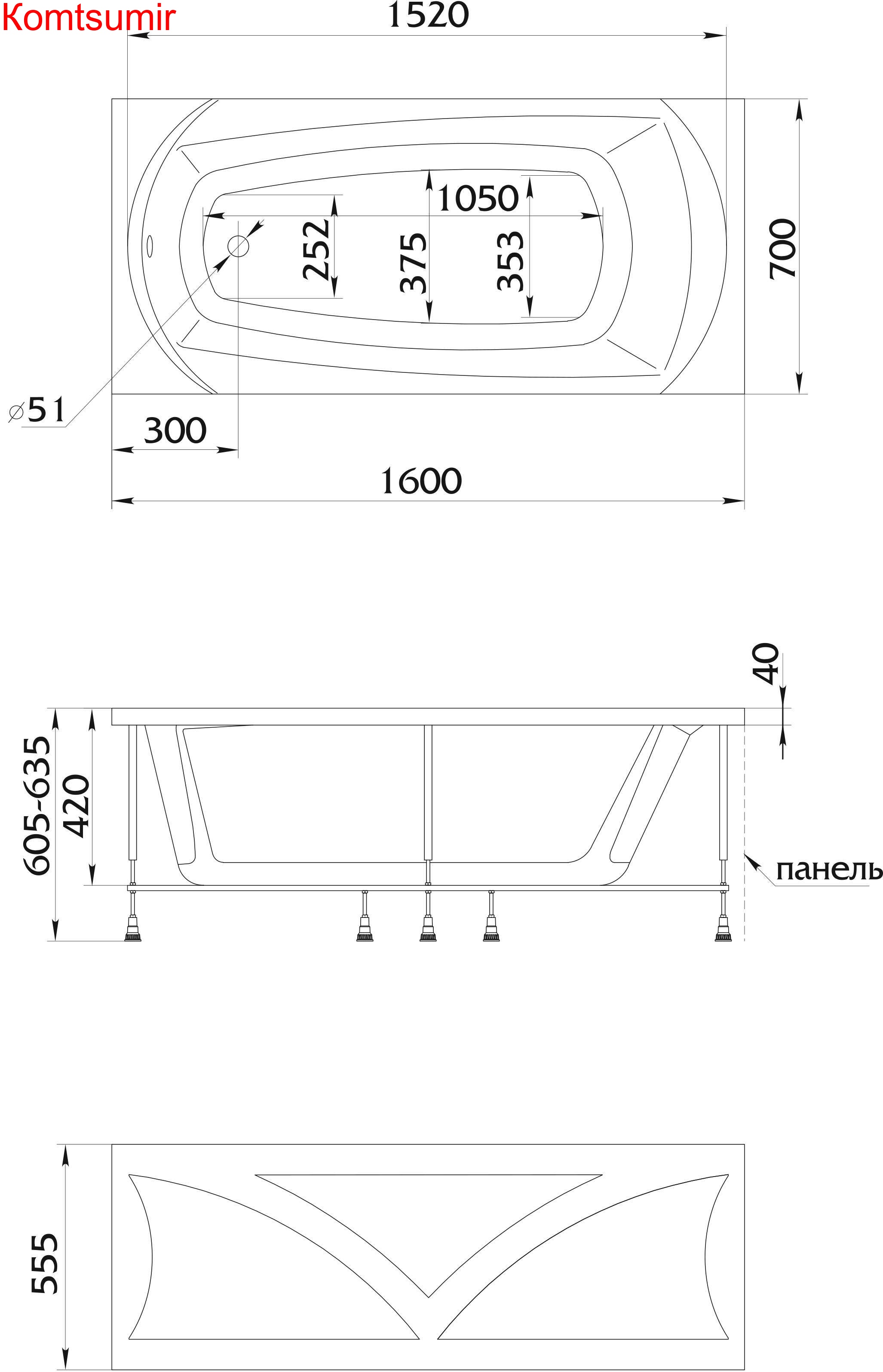 Акриловая ванна 1Marka ELEGANCE 160x70 Акриловая ванна 1Marka ELEGANCE 160x70