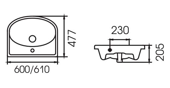 Мебельная раковина Cersanit Erica 61