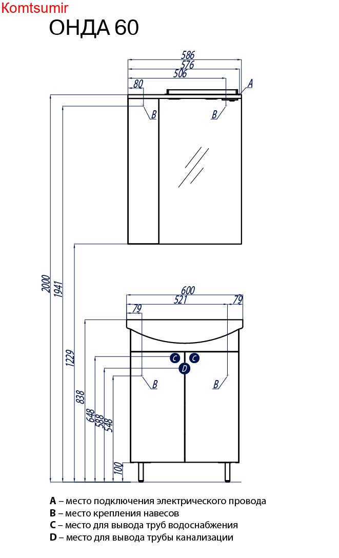 Зеркало-шкаф AQUATON ОНДА-60 правый, белый (1A009802ON01R)