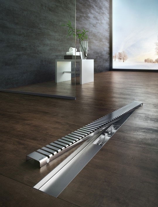 Душевой лоток AlcaPlast APZ101 550 с опорами серый, хром, выпуск боковой