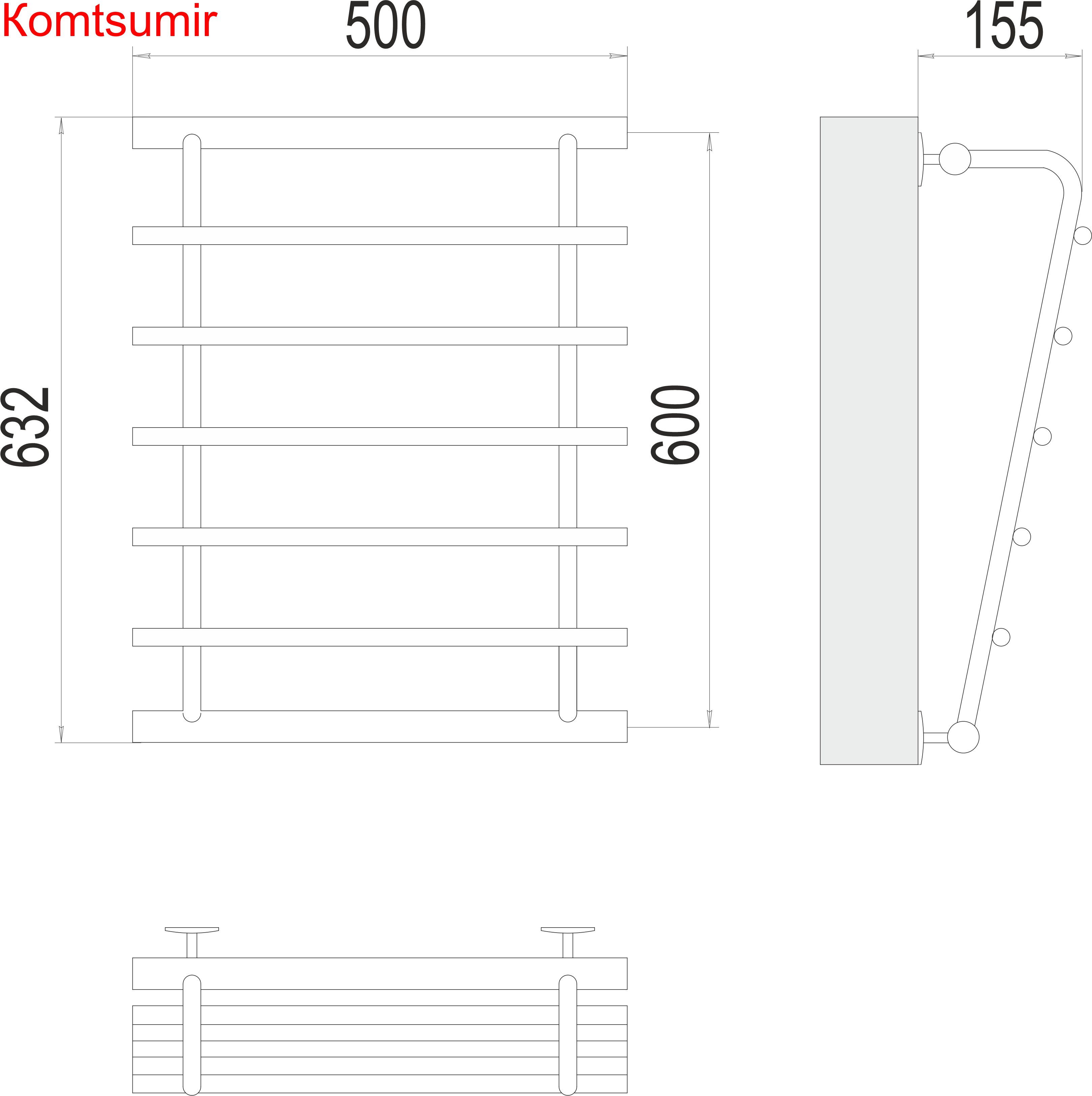 Каскад П5 600х500 Полотенцесушитель  TERMINUS