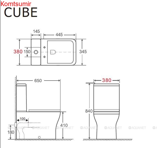 Унитаз напольный Aquanet Rimless Cube-C CL-12248B