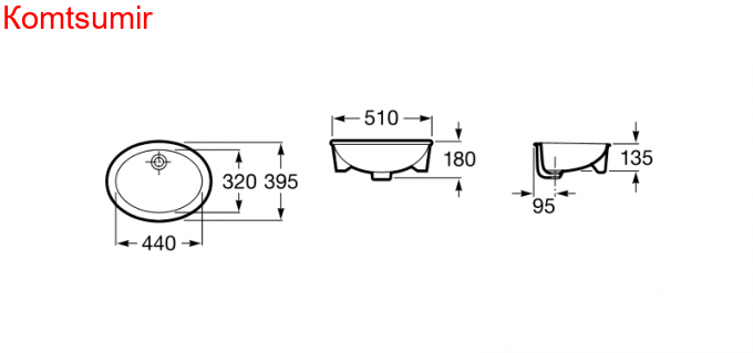 Раковина встраиваемая сверху Roca 51х39.5х18, керамика, цвет Белый (7.3223.0.700.0)