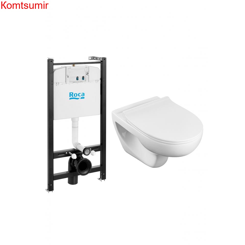 ПЭК Roca Victoria Pack подвесной унитаз Rimless + инсталляция + Slim сиденье дюропласт (7.8931.0.501.0)