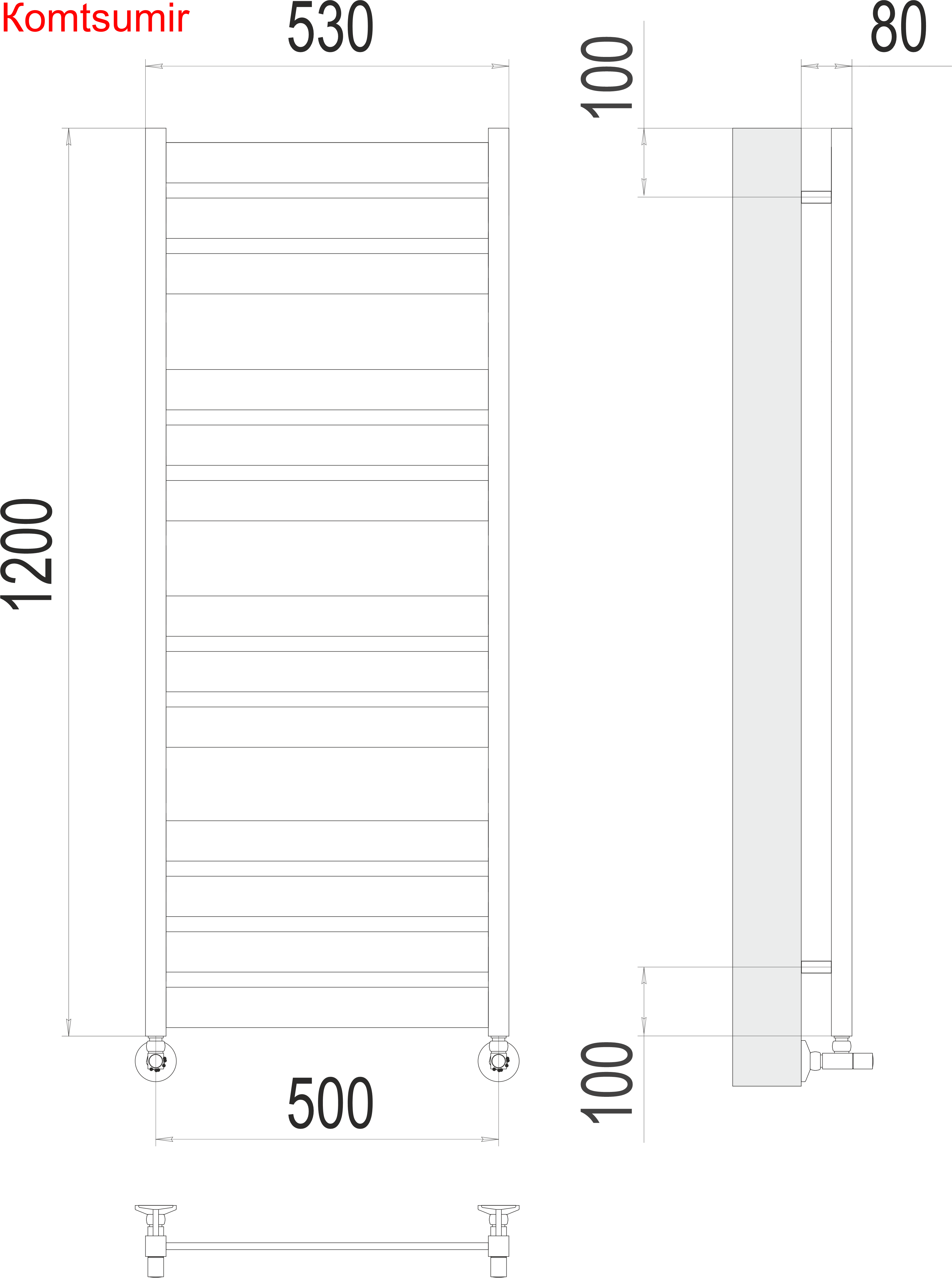 Латте П13 500х1200 Полотенцесушитель  TERMINUS