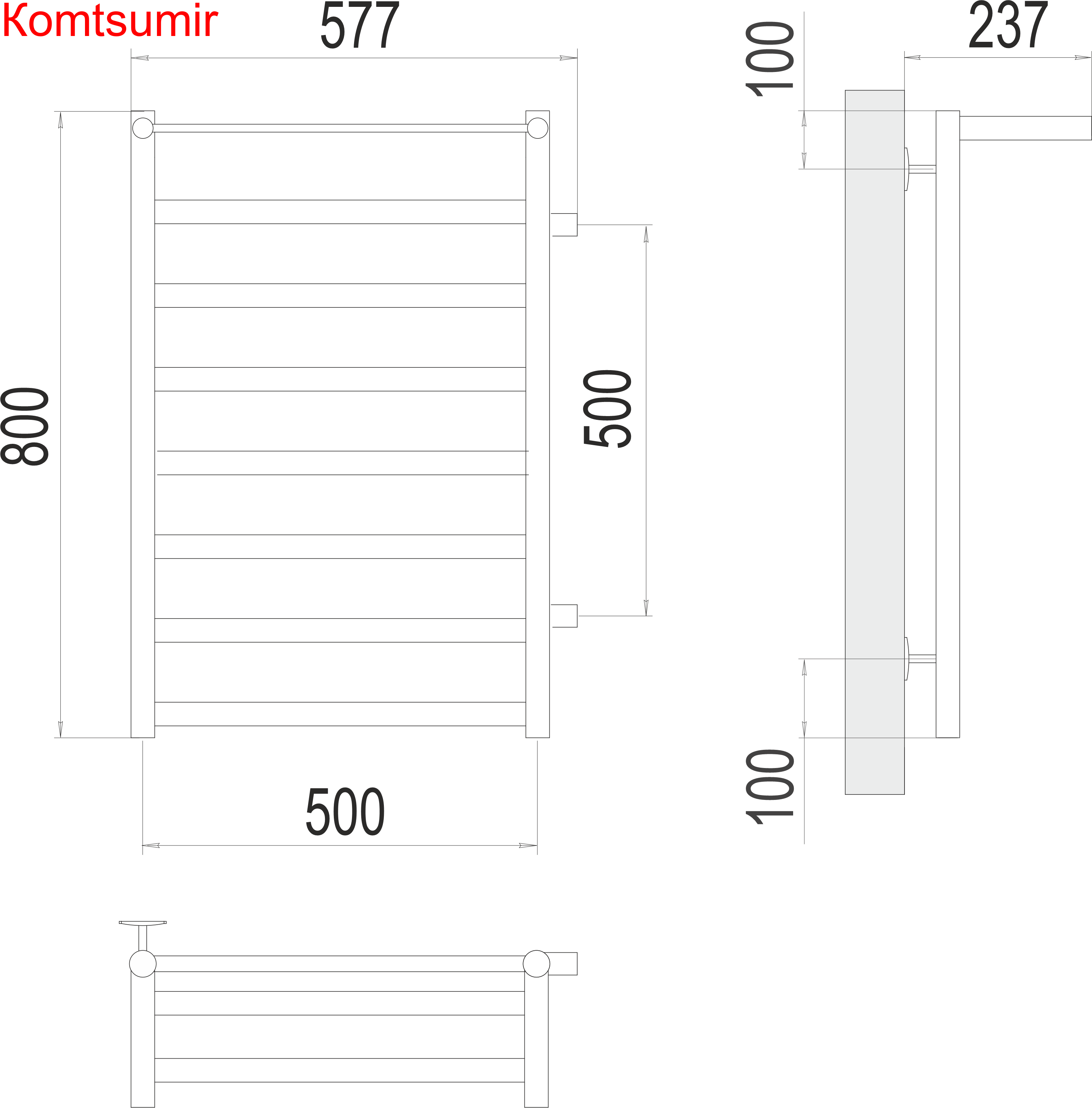 Хендрикс П8 500х800 бп500 Полотенцесушитель  TERMINUS
