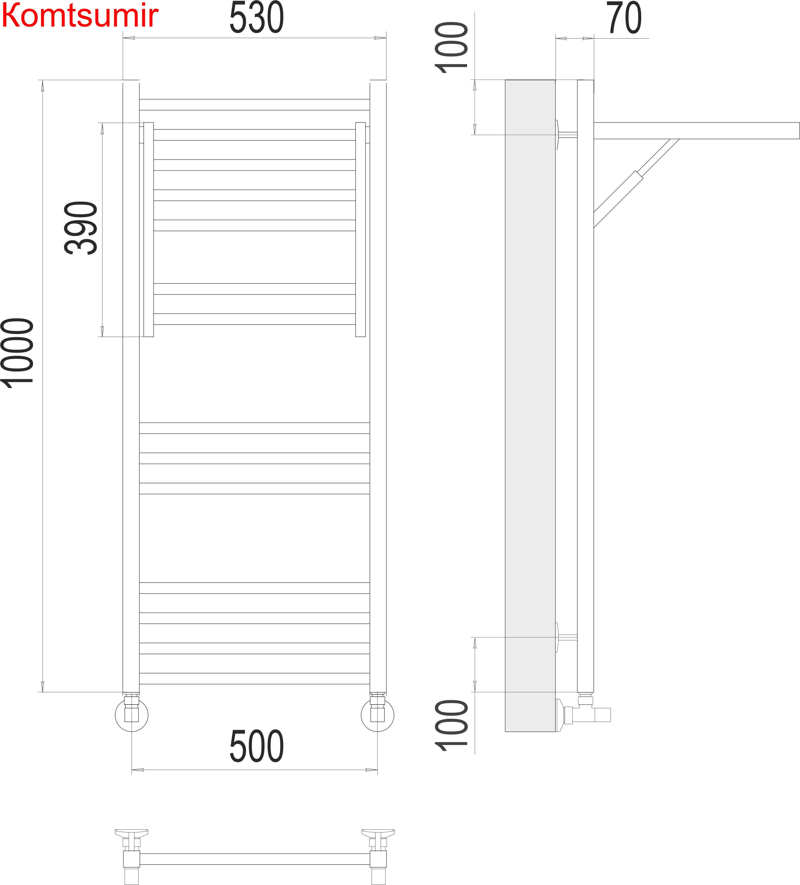 Валенсия П14 500х1000 Полотенцесушитель  TERMINUS