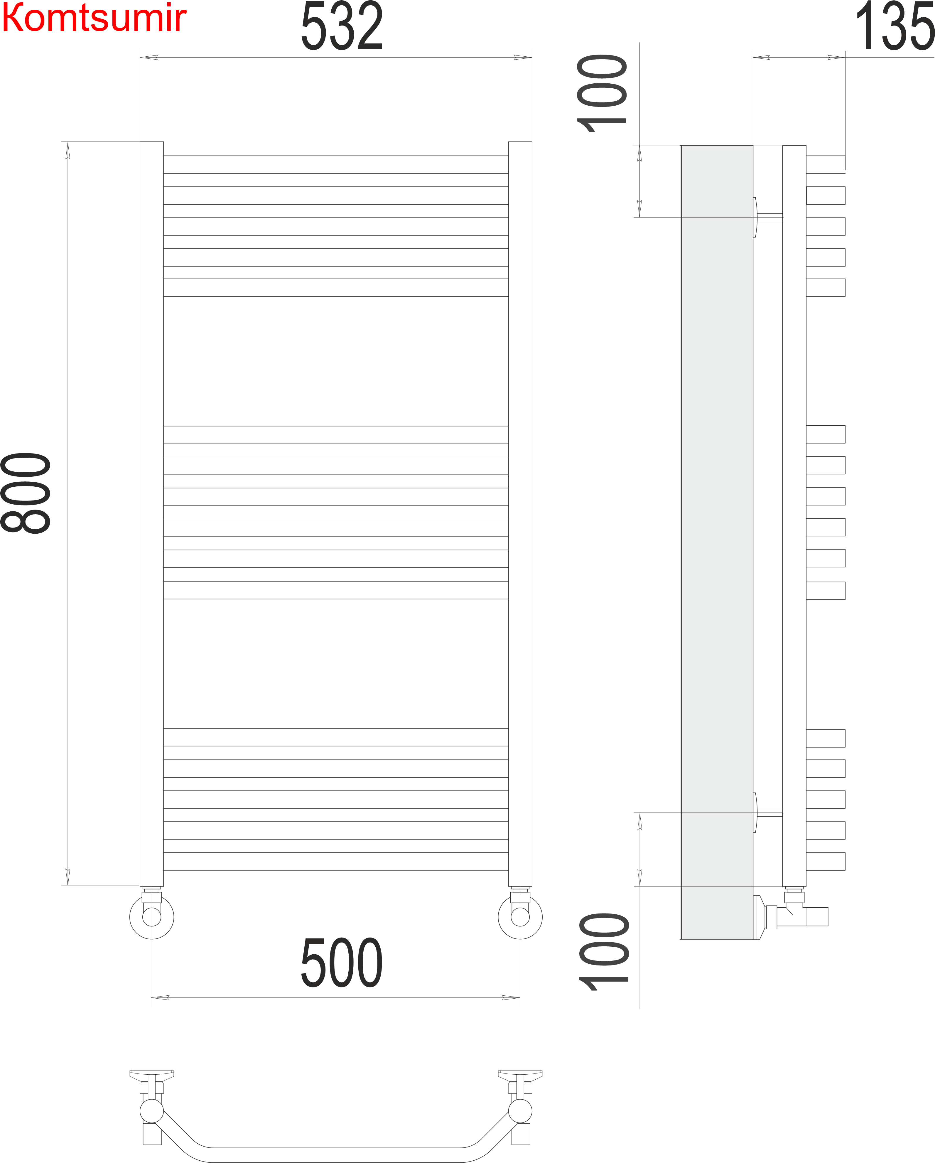 Виктория П16 500х800 Полотенцесушитель  TERMINUS