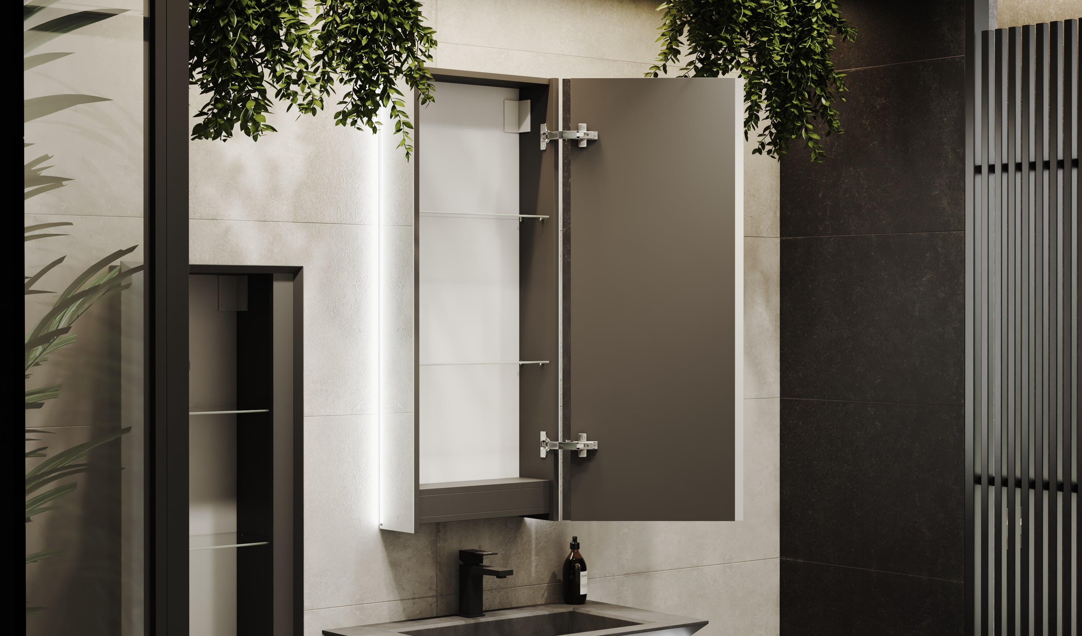 Зеркало-шкаф Incline 45 Антрацит