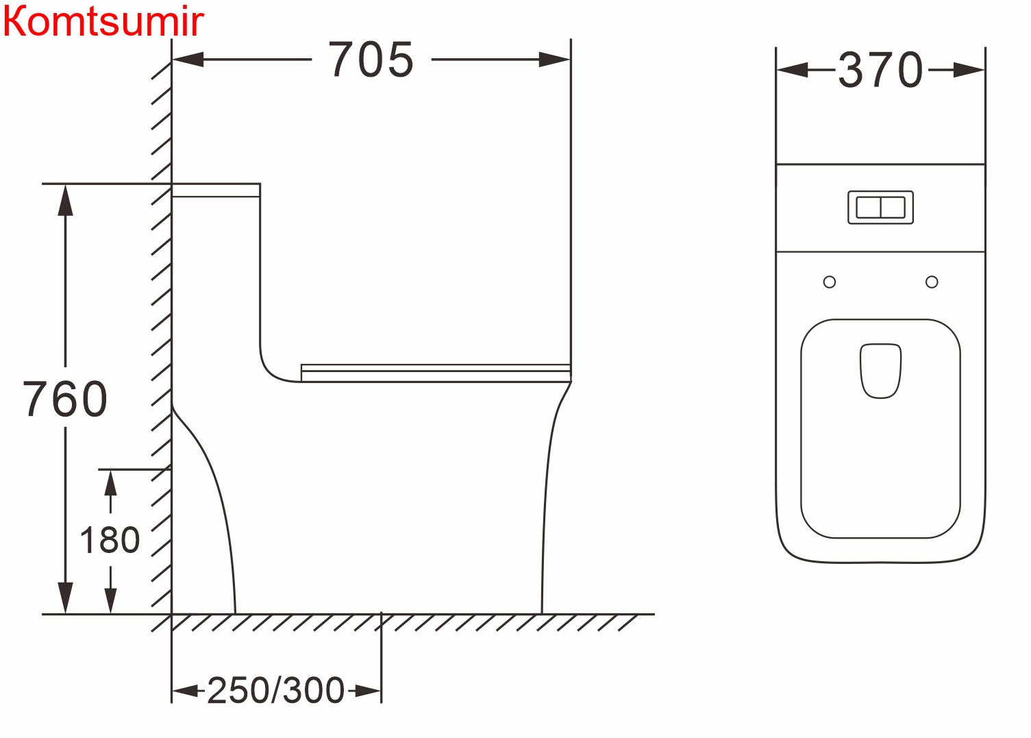 Унитаз-моноблок AZARIO GRESSA 705х370х760 напольный безободковый в комплекте с сиденьем дюропласт микролифт, белый (AZ-1111)