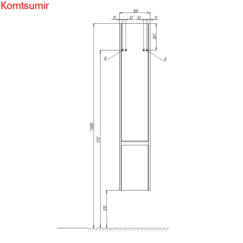 Пенал подвесной AQUATON Капри правый, бетон пайн (1A230503KPDAR)