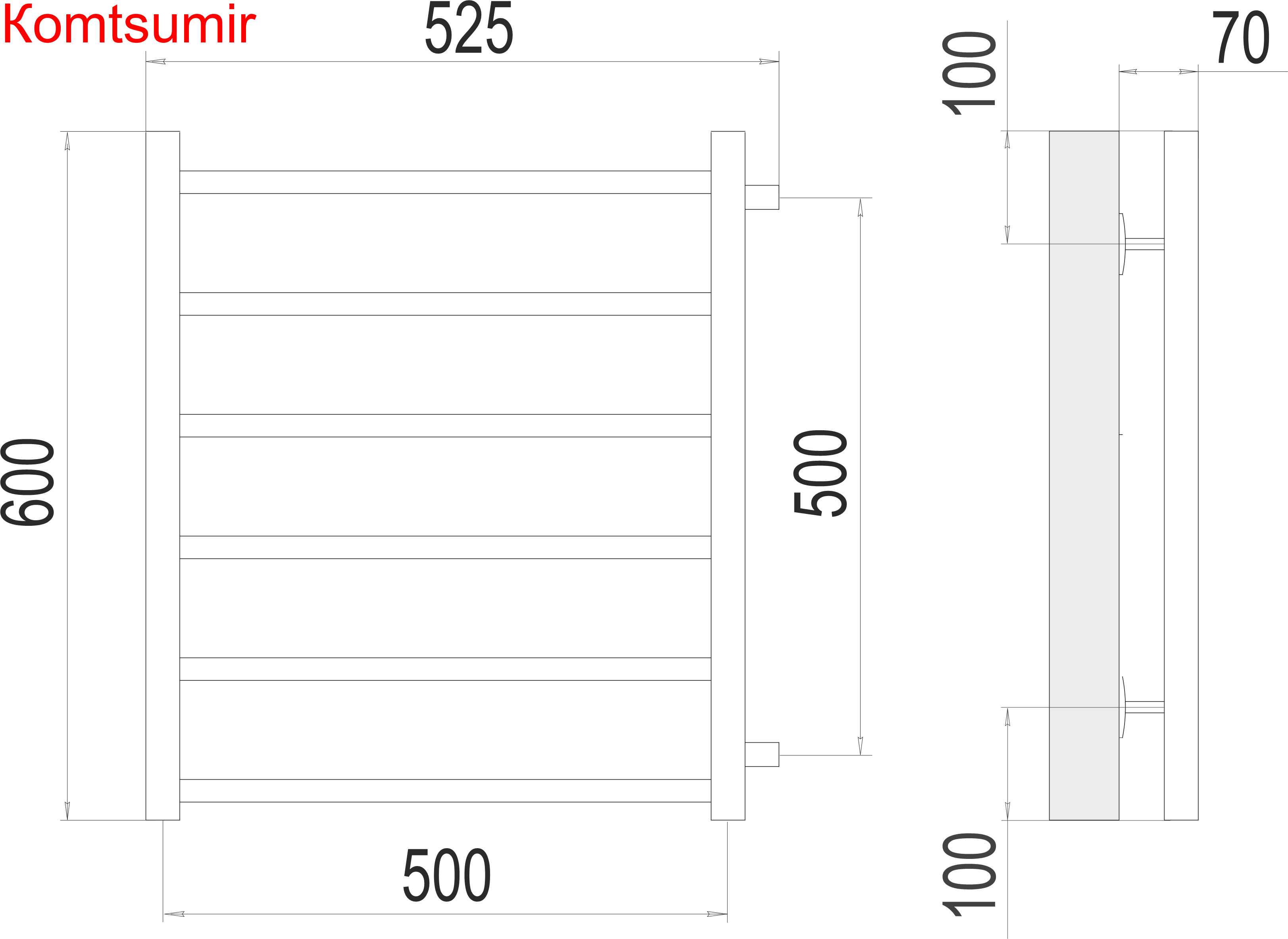 Вега П6 500х600 бп500 Полотенцесушитель  TERMINUS