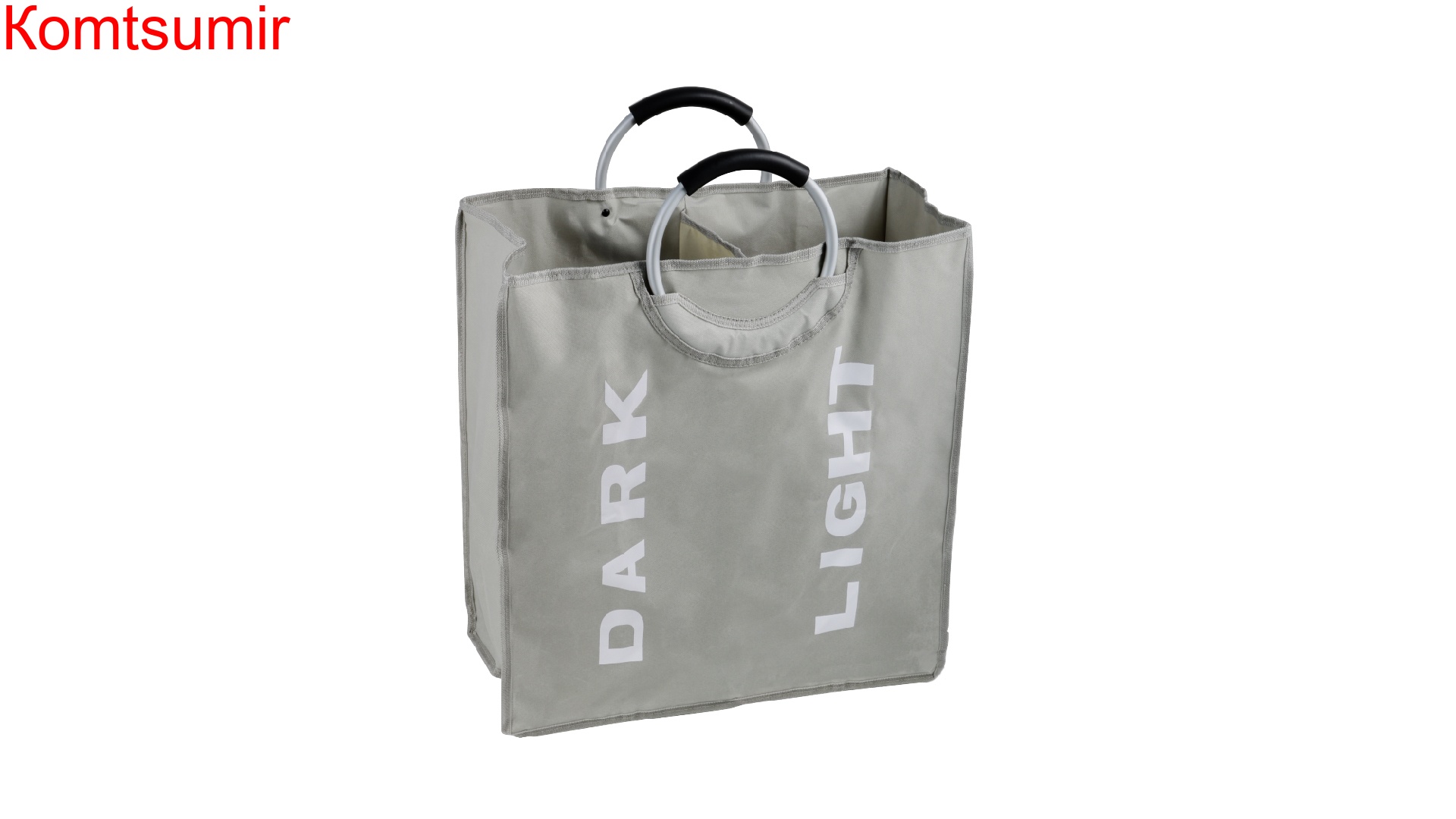 Корзина для белья с алюминиевыми ручками FX-1021, серая, 58 литров