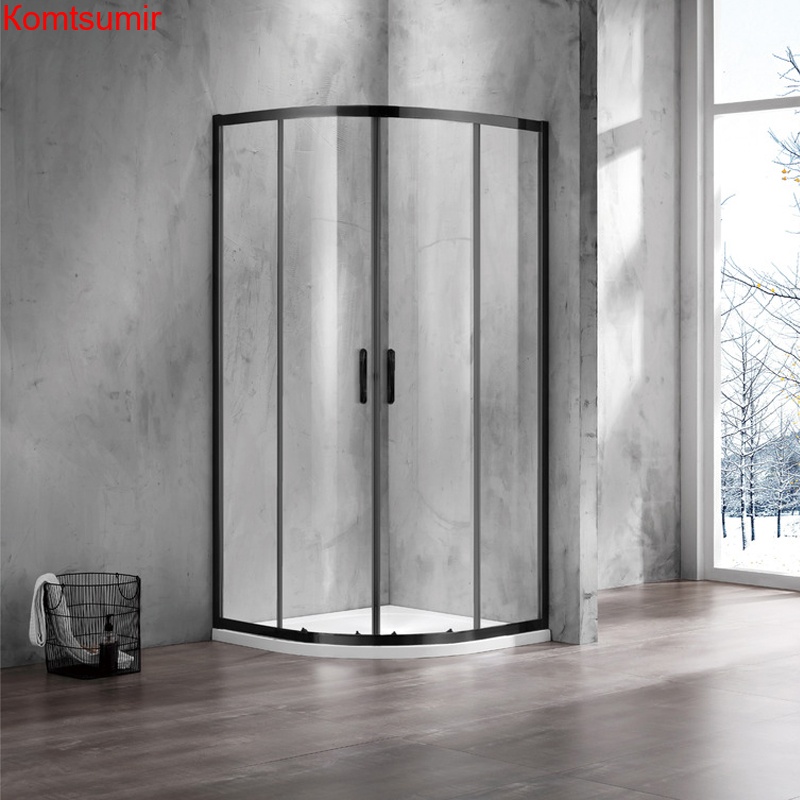 Душевое ограждение Azario MILTON 1000*1000*2000, полукругл. ЧЕРНЫЙ профиль