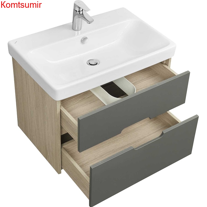 Тумба под раковину AQUATON Оливия 70 подвесная Грей/Дуб Ойстер (1A254301OLUG0)