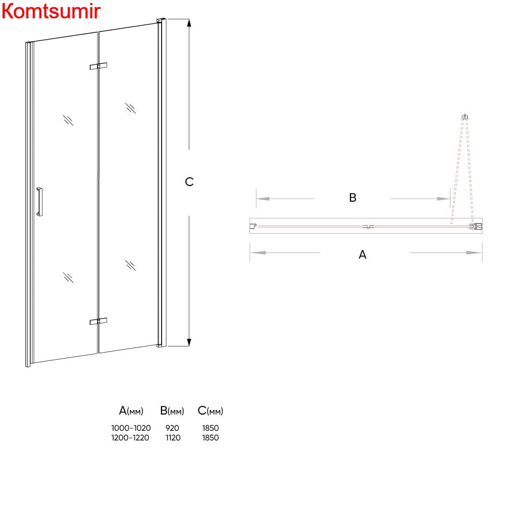 Душевая дверь Veconi VN-42 90*190