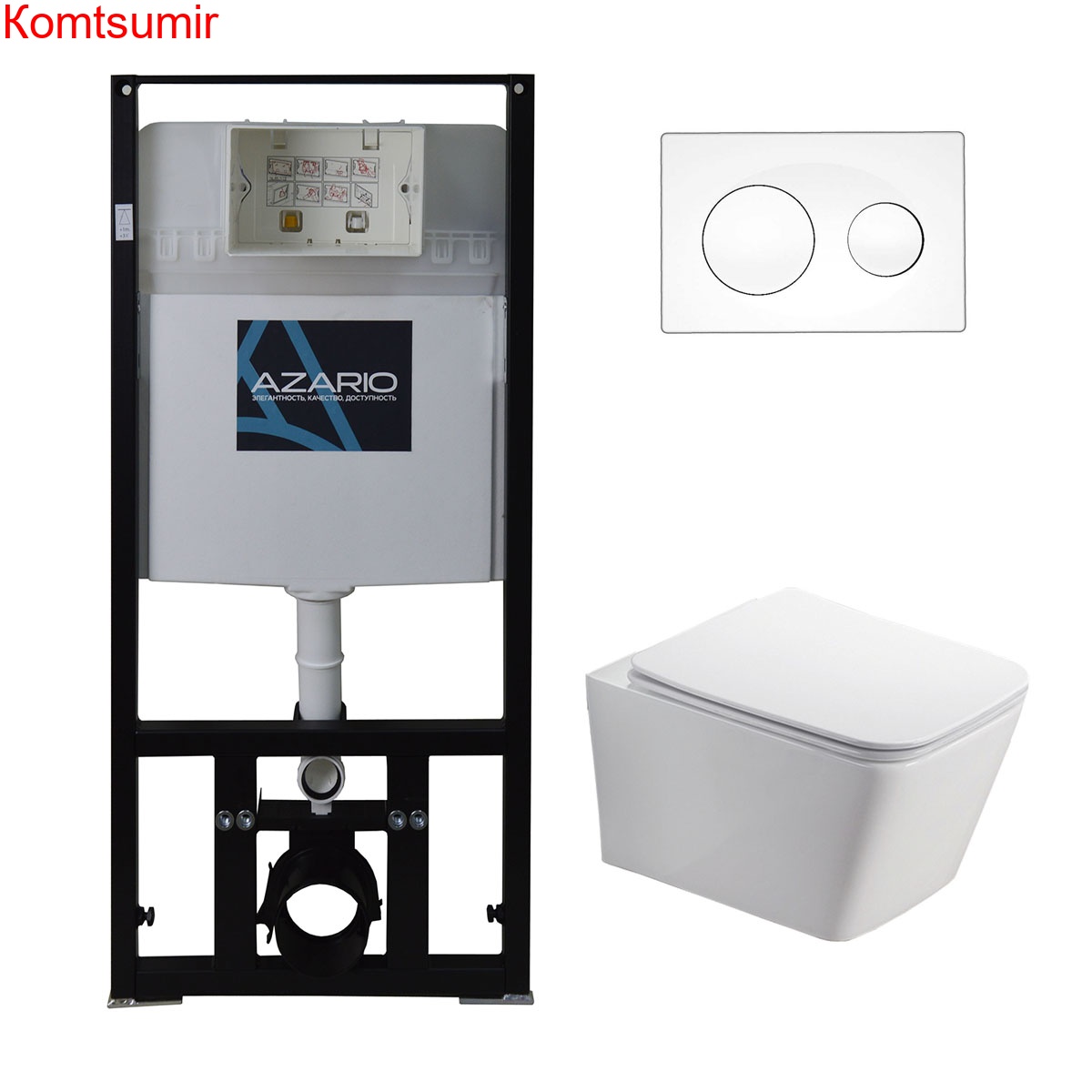 Сет AZARIO инсталляция с панелью смыва + унитаз Nova с сиденьем микролифт+клавиша 0011