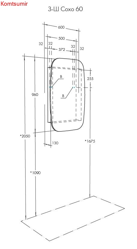 Зеркало-шкаф AQUATON Сохо 60 правая, графит (1A258302AJA0R)