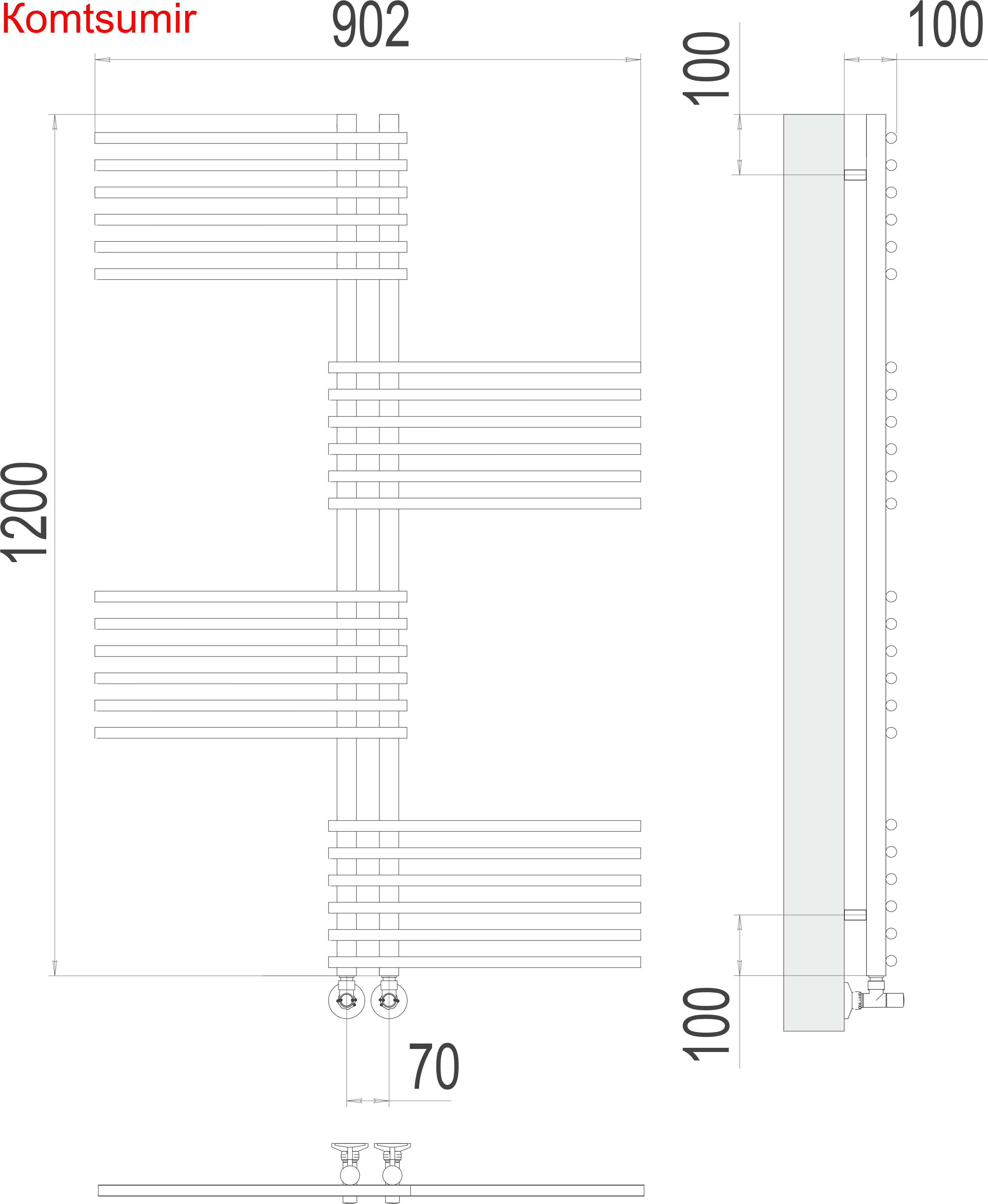 Европа П24 70х1200 Полотенцесушитель  TERMINUS