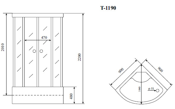 Timo Standart T-6690 Silver душевая кабина (90*90*220), шт Timo Standart T-6690 Silver душевая кабина (90*90*220), шт