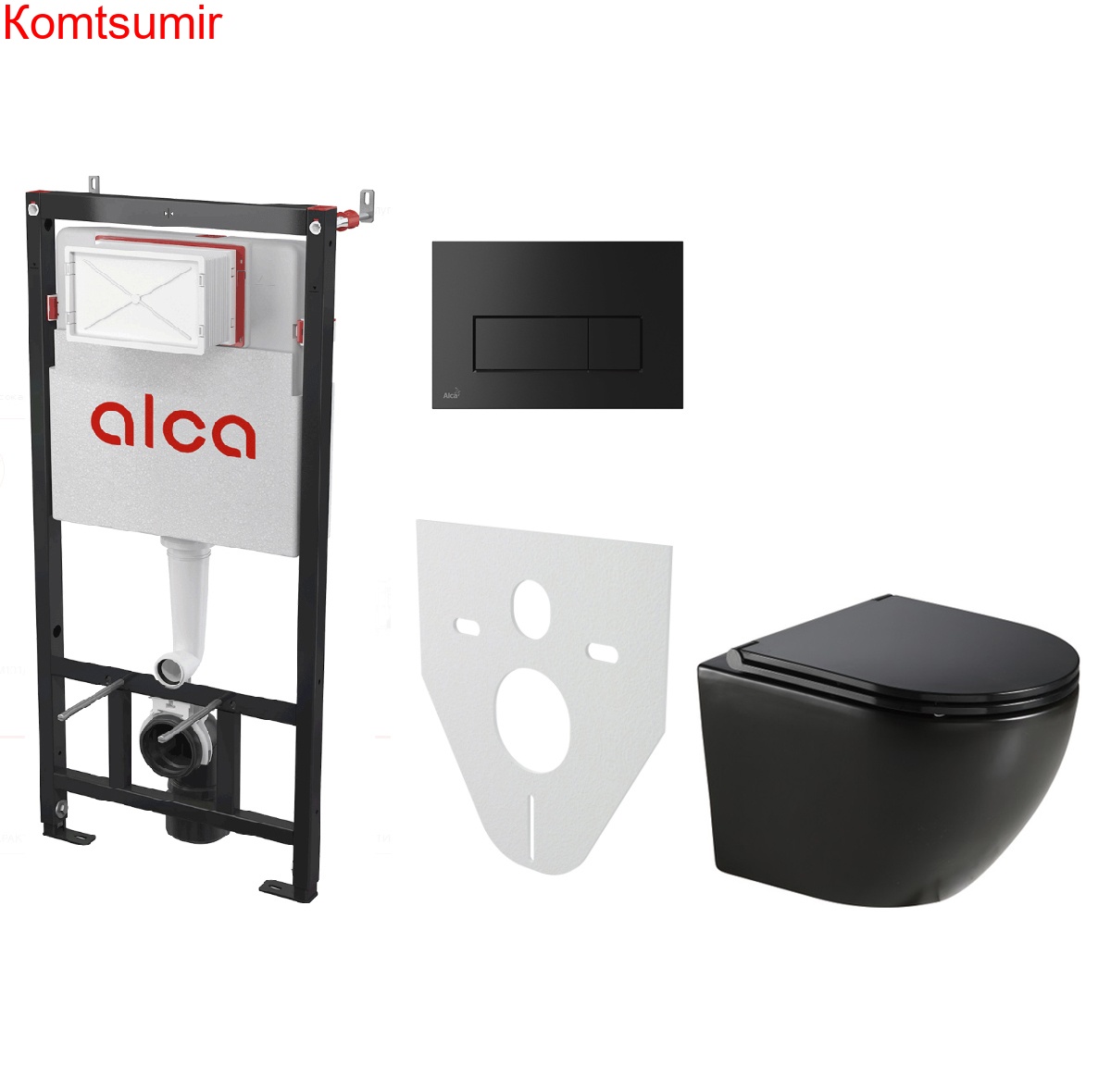 Сет инсталляция Alсa AM101/1120-4:1 RU M578-0001 + унитаз Grado AZ-0046 чёрный матовый с сиденьем ми