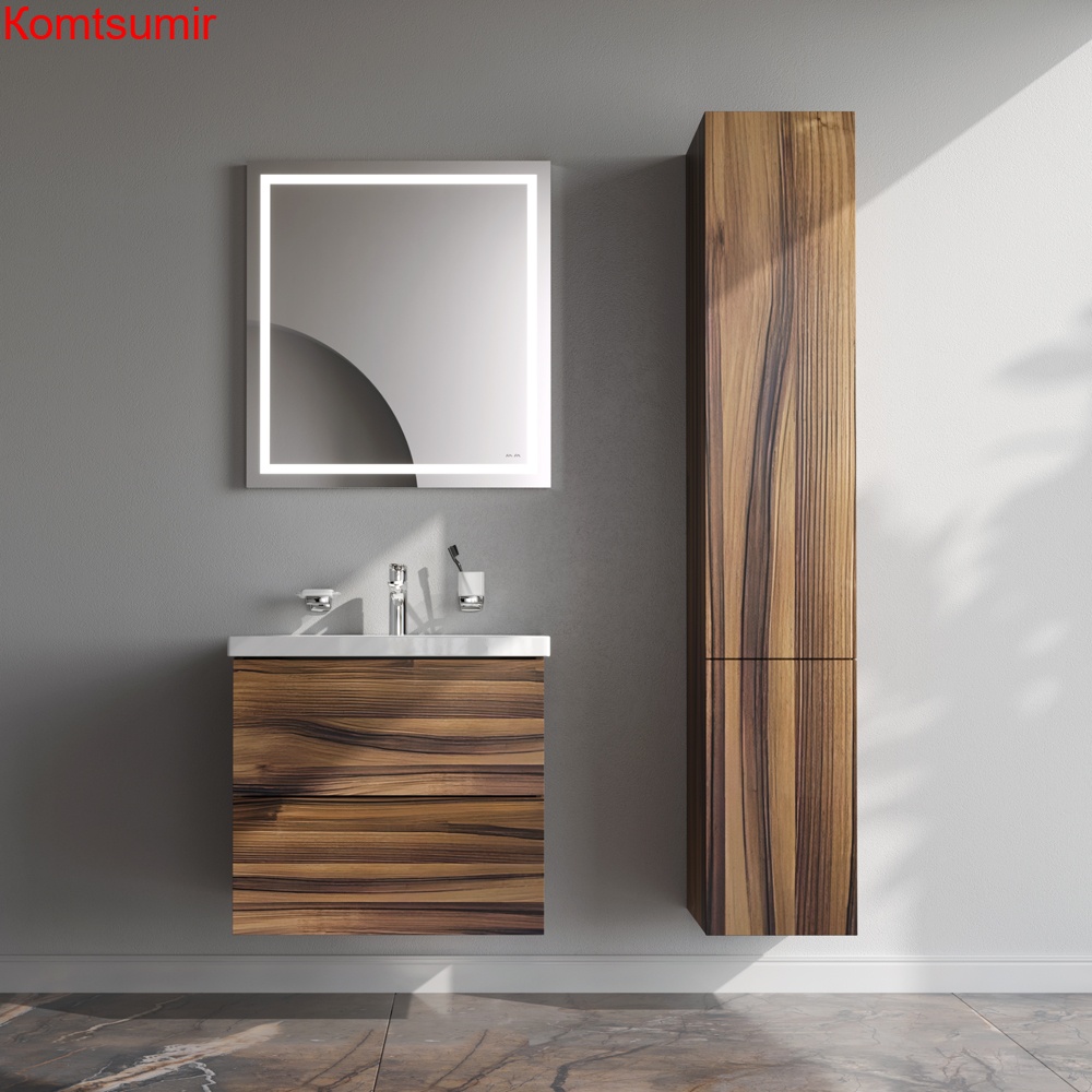 M90CHR0306HF GEM, шкаф-колонна, подвесной, правый, 30 см, двери, push-to-open, цвет: орех