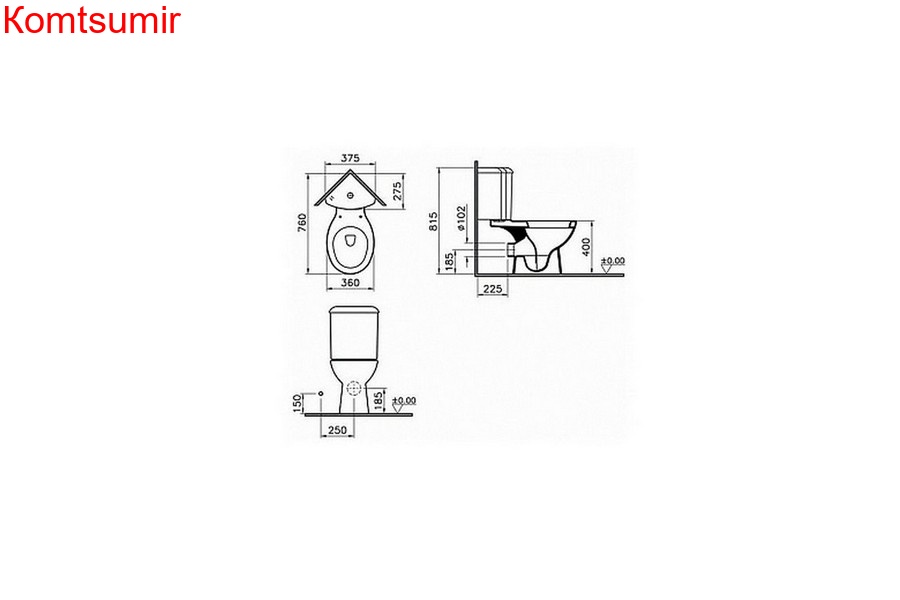 Угловой унитаз VitrA Arkitekt со стандартным сиденьем