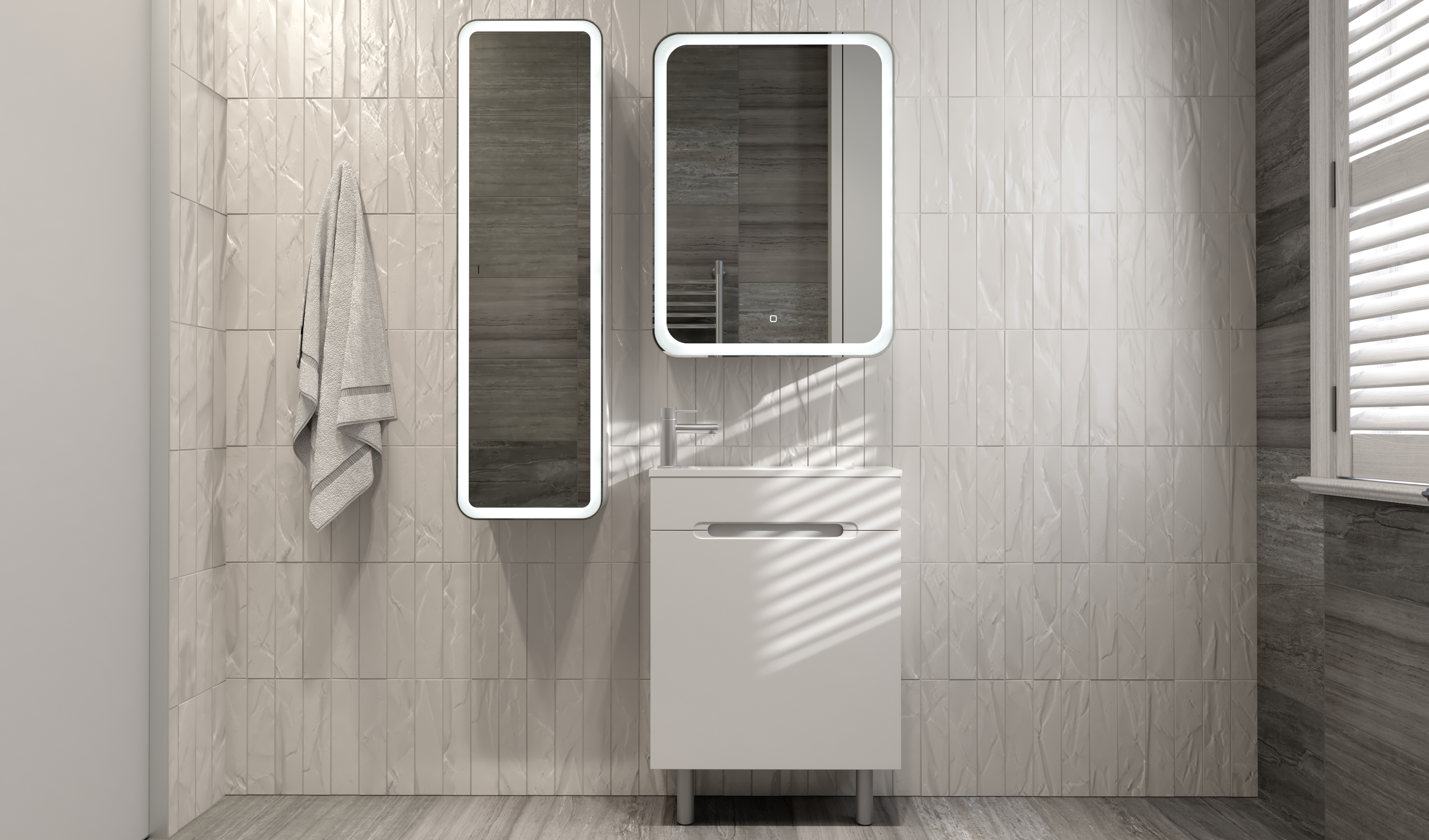 Зеркало-шкаф Bosko 50, с подсветкой и часами