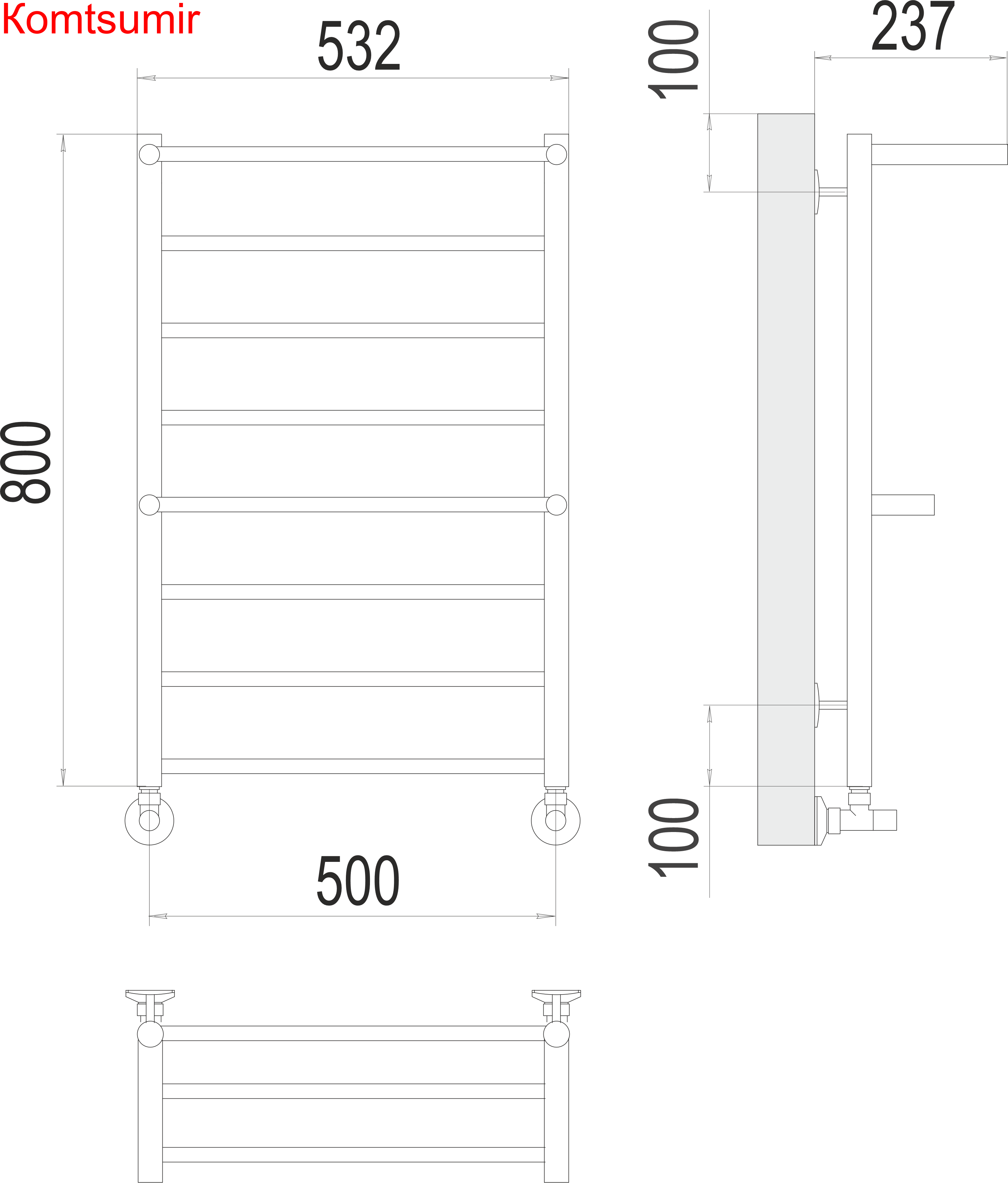 Анкона П8 500х800 Полотенцесушитель  TERMINUS