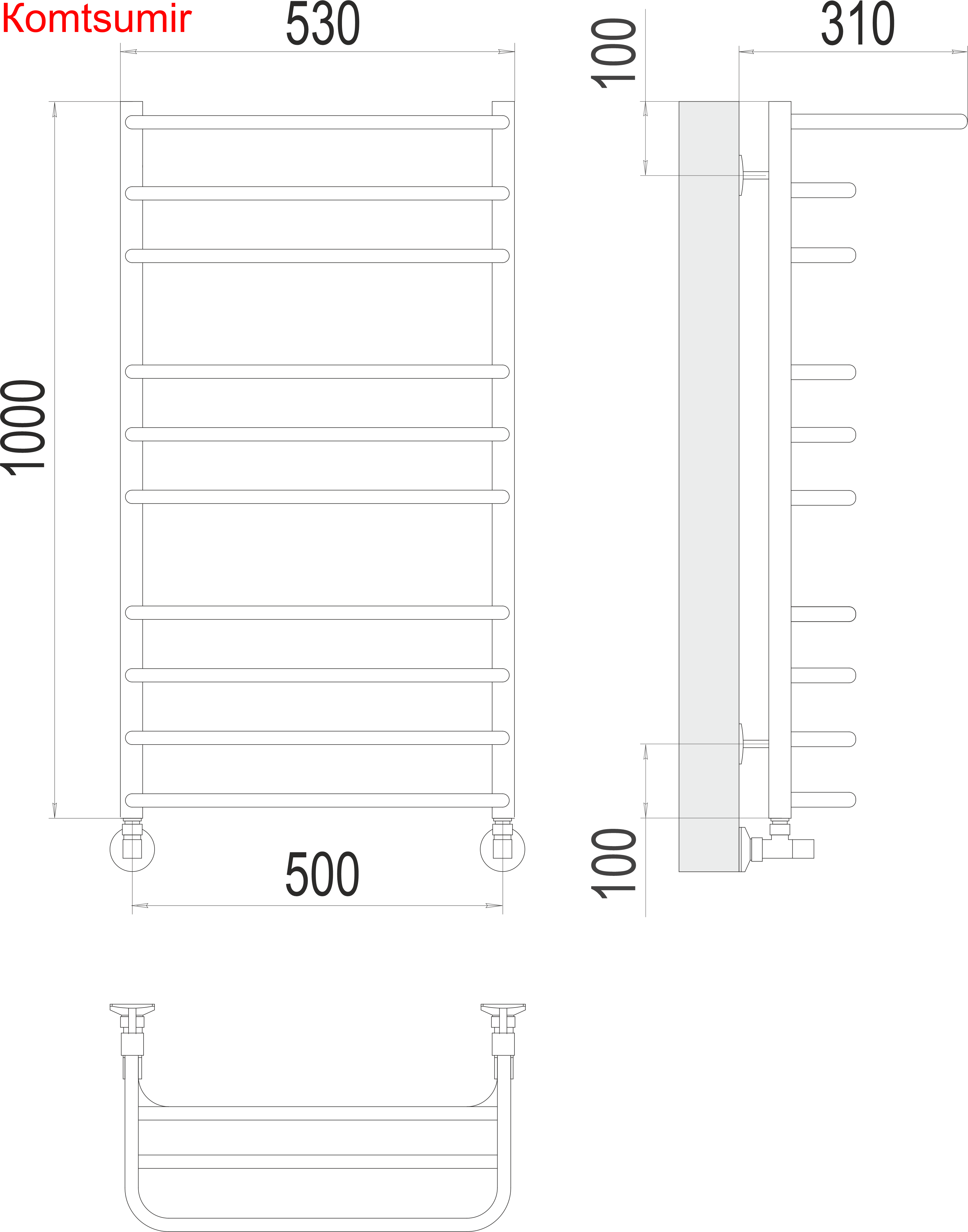 Арктур П10 500х1000 Полотенцесушитель  TERMINUS