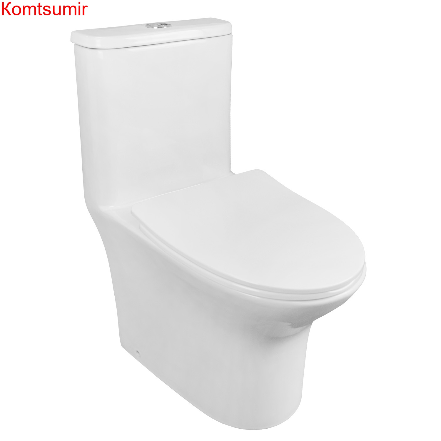 Унитаз-моноблок AZARIO Sente 375х665x785 напольный, безободковый, горизонтальный слив, сиденье дюропласт микролифт (AZ-8614)