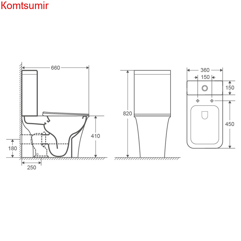 Унитаз напольный Azario AVERO 660x360х820 безободковый со смывным механизмом Geberit, бачком и сиденьем микролифт (AZ-1213A-G)