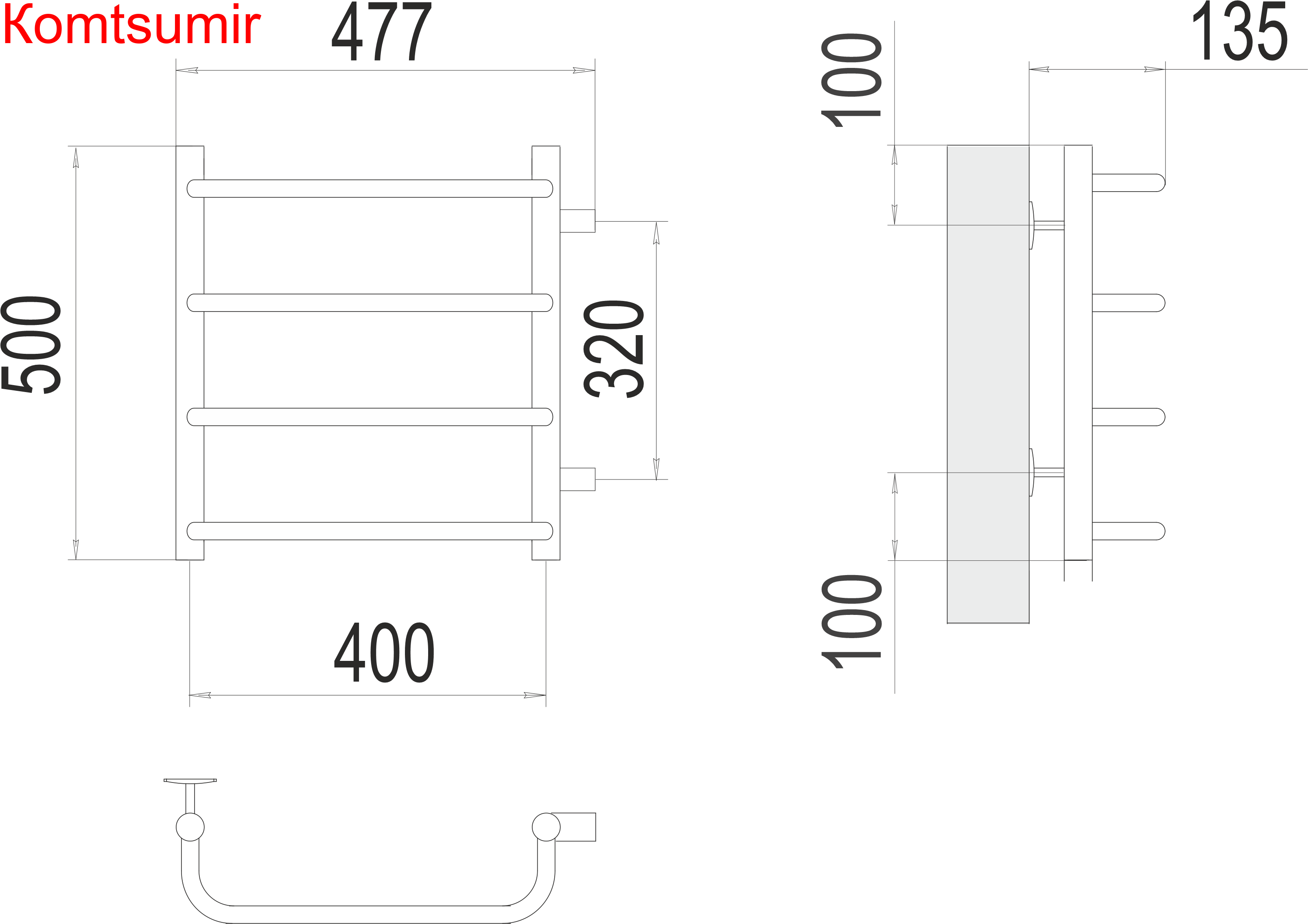 Стандарт П4 400х500 бп320 Полотенцесушитель  TERMINUS Стандарт П4 400х500 бп320 Полотенцесушитель  TERMINUS