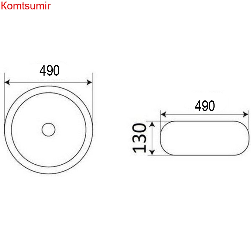 Раковина Azario 490х490х130 накладная, круглая, белый (AZ-3010)