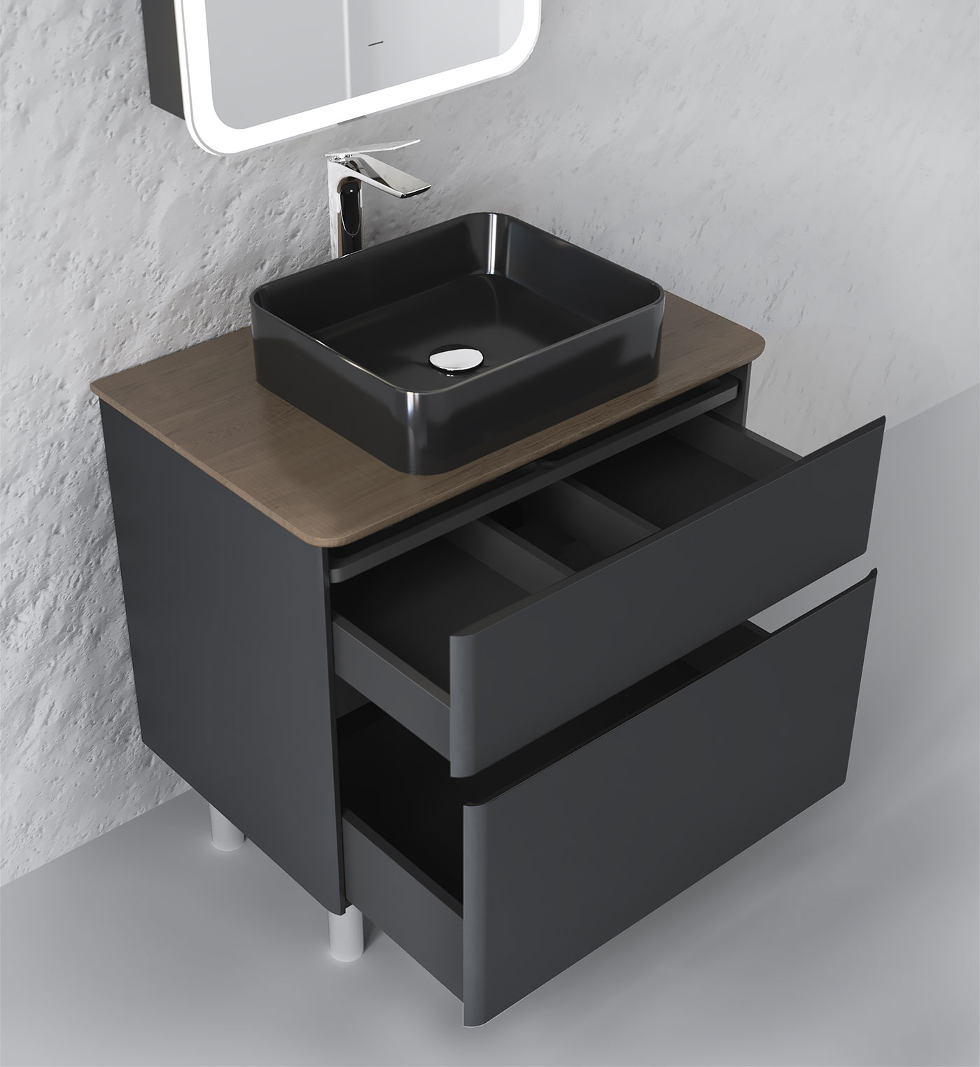 Тумба Morelle 80 напольная Антрацит/Трюфель Тумба Morelle 80 напольная Антрацит/Трюфель