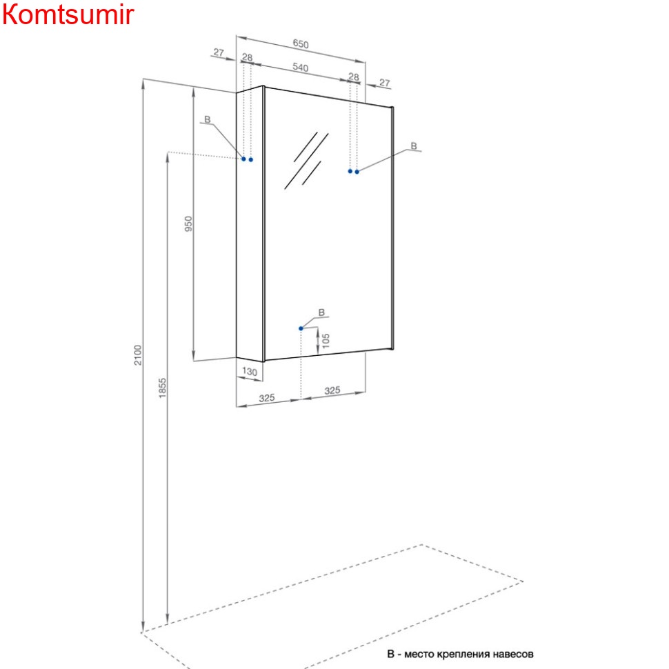 Зеркальный шкаф AQUATON Либерти 65 дуб эльвезия (1A279302LYC70)