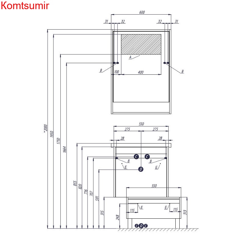 Зеркало-шкаф AQUATON Капри 60 бетон пайн (1A230302KPDA0)
