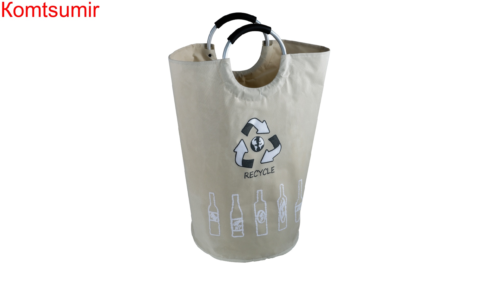 Корзина для белья с алюминиевыми ручками FX-1012, бежевая, 63 литра