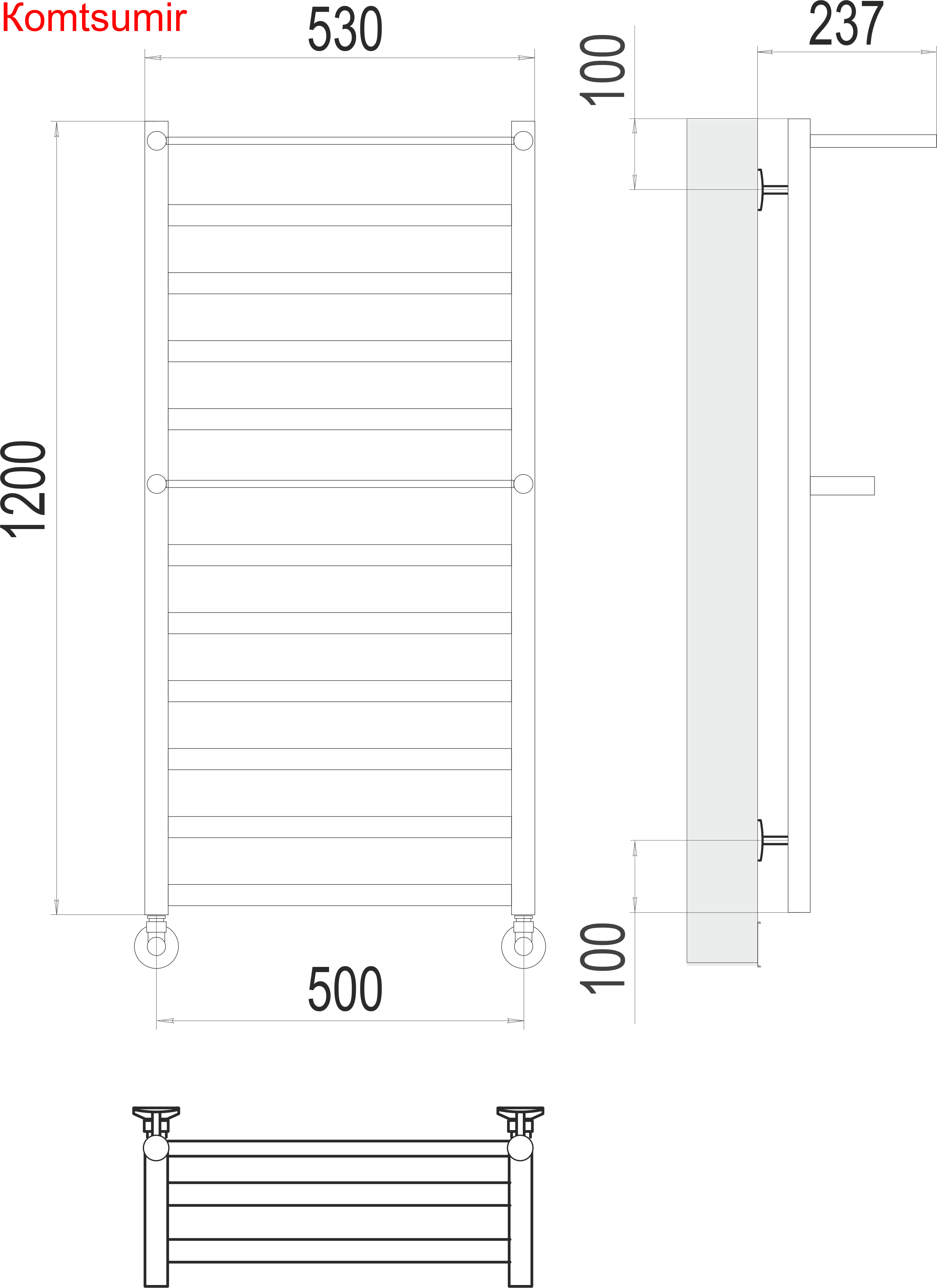 Хендрикс П12 500х1200 Полотенцесушитель  TERMINUS