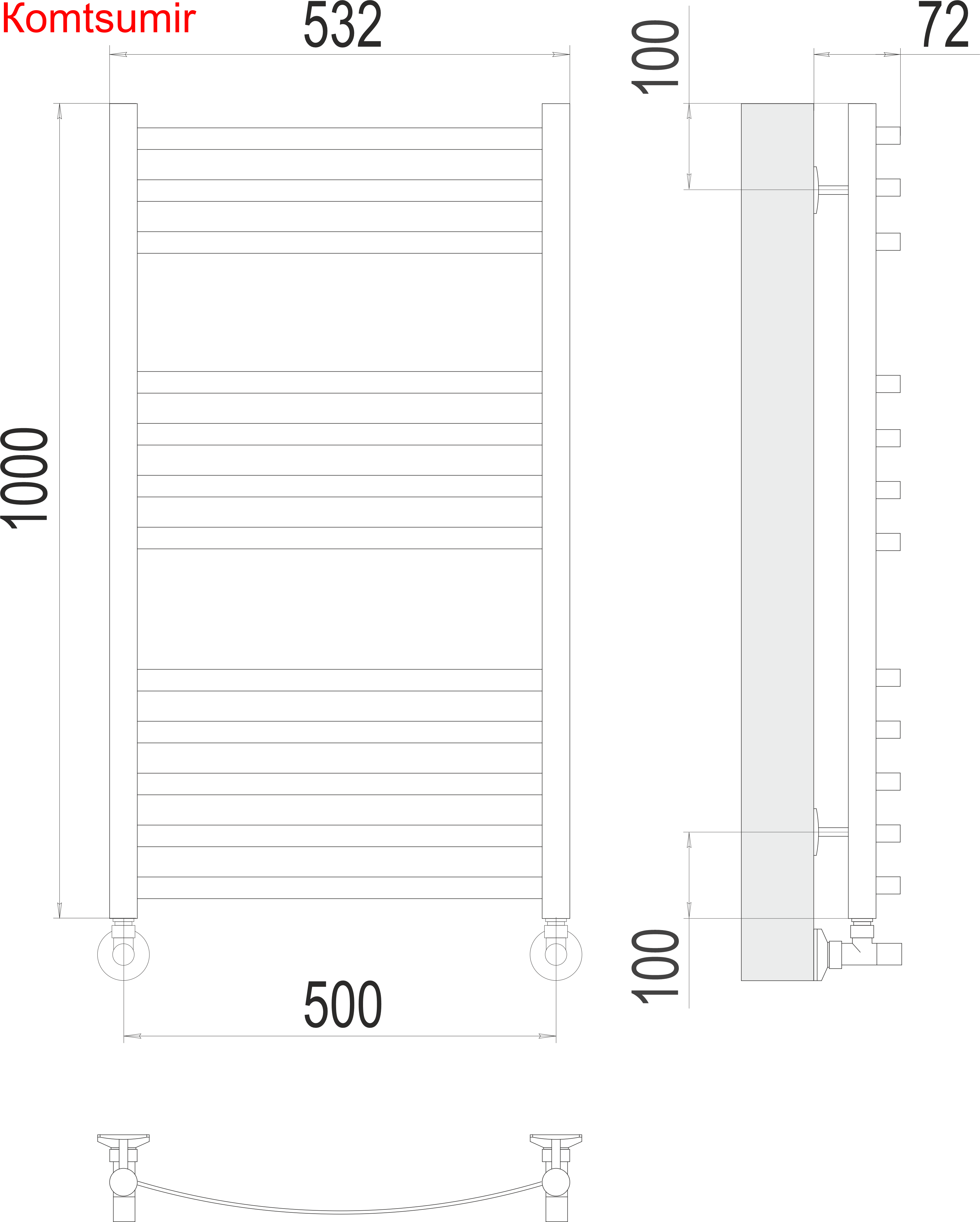 Авиэль П12 500х1000 Полотенцесушитель  TERMINUS