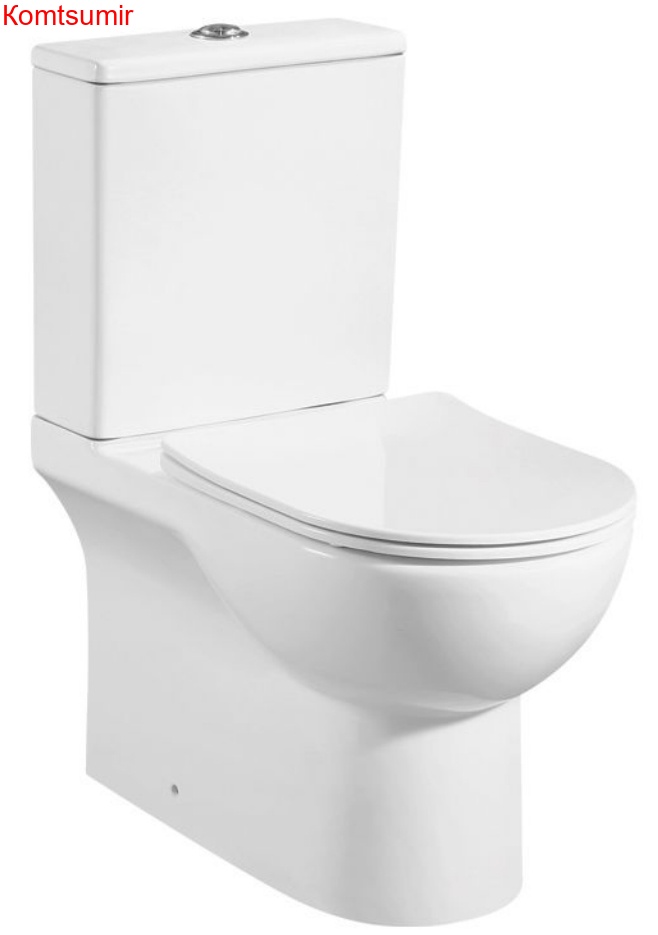 Унитаз - компакт напольный AZARIO Ambra 645x370x815, безободковый в комплекте сиденьем микролифт (AZ-848)