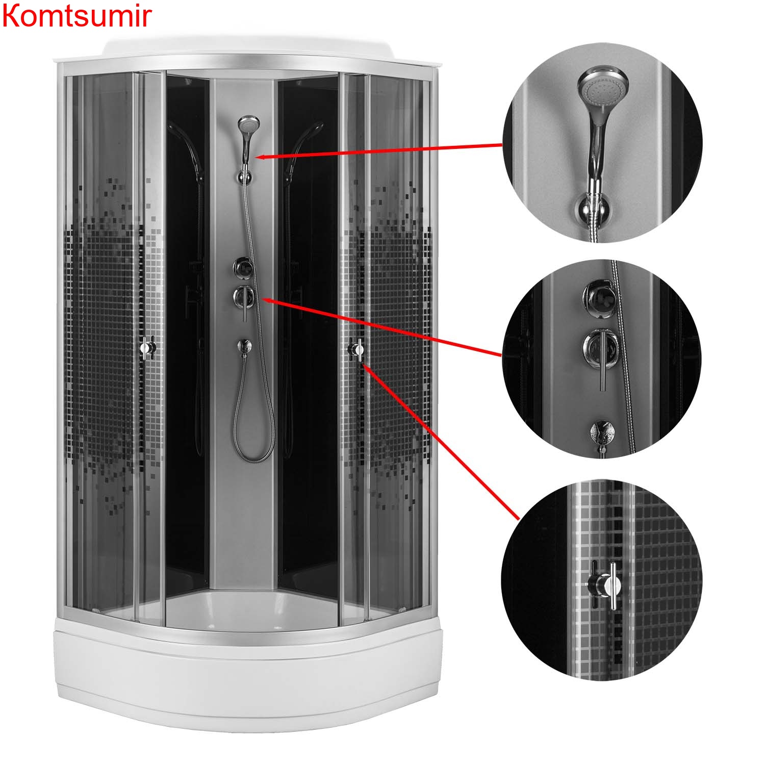 Душевая кабина Loranto 90x90x215 поддон 25 см, 4 мм прозрачное стекло с рисунком "мозайка" (CS-900-25ТМ/М) Душевая кабина Loranto 90x90x215 поддон 25 см, 4 мм прозрачное стекло с рисунком "мозайка" (CS-900-25ТМ/М)