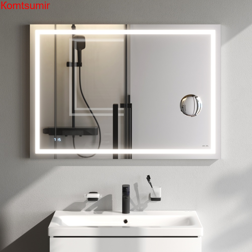 M91AMOX1003WG Универсальное зеркало с контурной Led-подсветкой, часами и косметическим зеркалом 100 M91AMOX1003WG Универсальное зеркало с контурной Led-подсветкой, часами и косметическим зеркалом 100