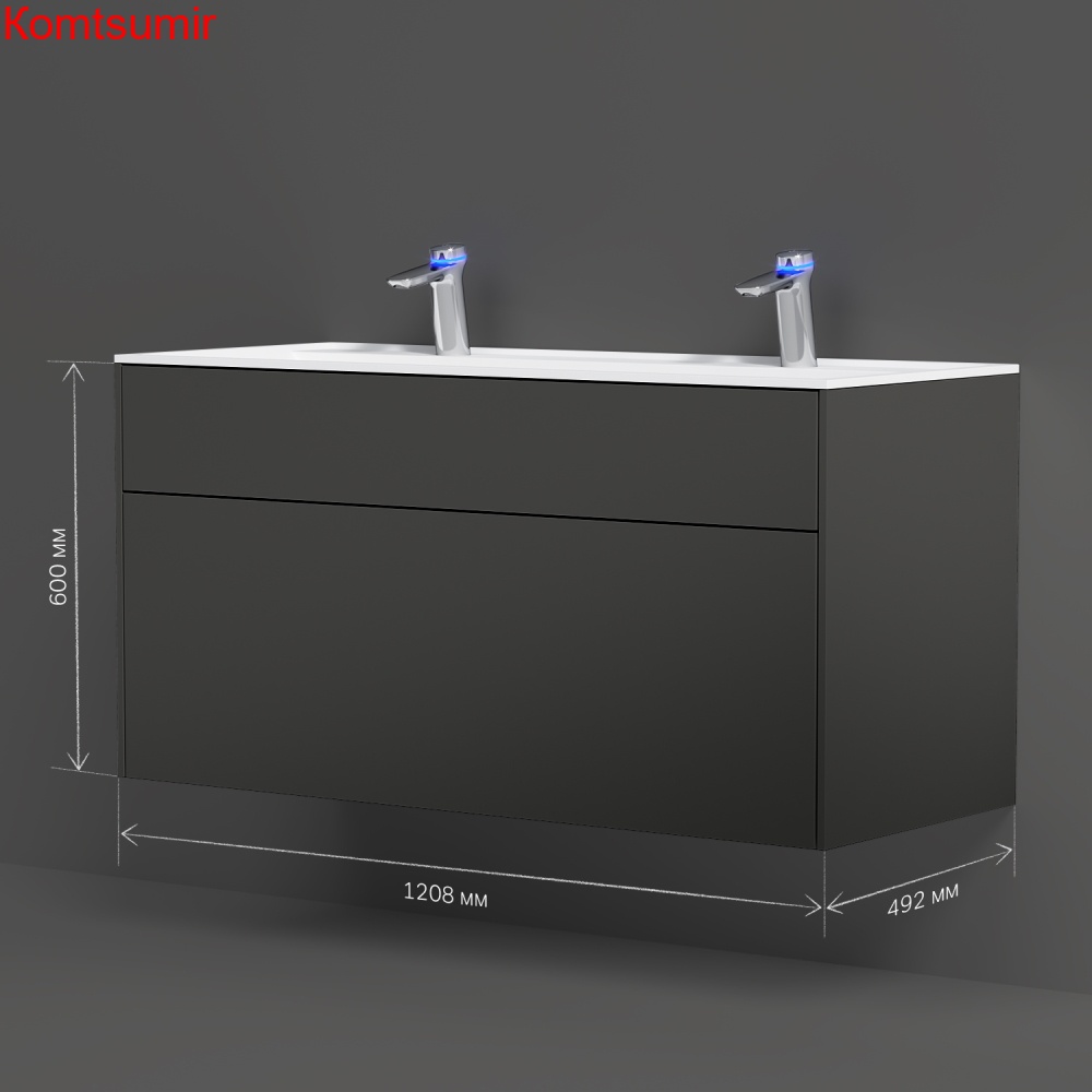 M50AFHX1203GM Inspire V2.0, База под раковину, подвесная, 120 см, 3 ящика, push-to-open, графит мато M50AFHX1203GM Inspire V2.0, База под раковину, подвесная, 120 см, 3 ящика, push-to-open, графит мато