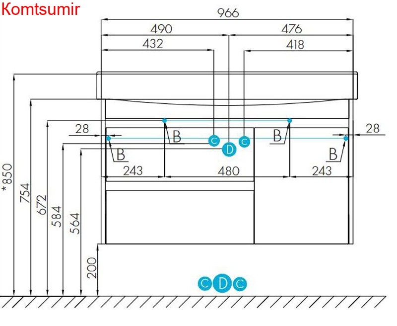 Тумба под раковину AQUATON Нортон 100 подвесная, белая (1A249001NT010)