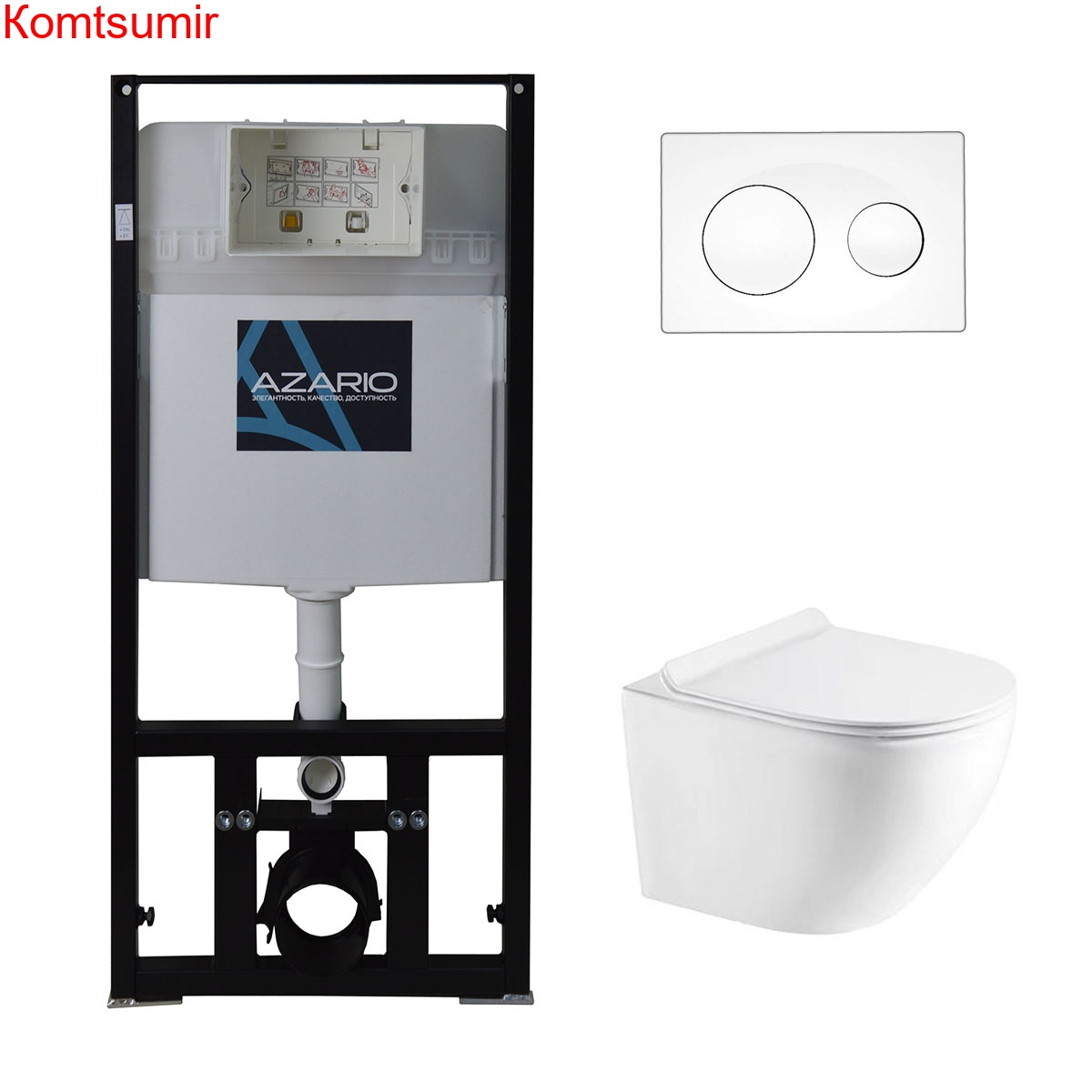 Сет AZARIO инсталляция с панелью смыва + унитаз Gloria с сиденьем микролифт+ клавиша 0012
