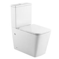 Унитаз-компакт безободковый HOLLER BOX  (640*340*830мм, сиденье дюропласт с микролифтом, арматура 2-х режимная)  (2 места) белый