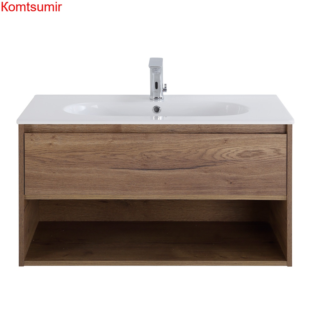 База под раковину подвесная с ящиком и открытой полкой BelBagno KRAFT-1000-1C-SO-RT Rovere Tabacco